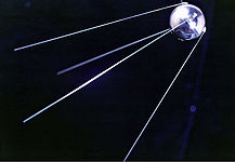 Modell des Sputnik 1 mit seinen vier Antennen, Foto vom 8.7.1972, picture-alliance / RIA Nowosti