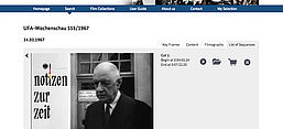 Die UFA-Wochenschau 555/1967 im Bundesarchiv, Screenshot von der Website