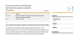 Screenshot des Tagungsberichts auf www.hsozkult.de