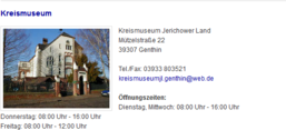 Der Ausstelllungsort im Kreismuseum Jerichower Land, Screenshot von www.lkjl.de