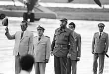 Fidel Castro, Josip Broz Tito auf dem 6. Treffen der blockfreien Staaten, Havanna, 29. August 1979, picture alliance / AP Images