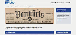 Screenshot der Homepage der Bibliothek der Friedrich Ebert Stiftung