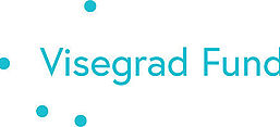 Logo des Visegrad Scholarships, hellblaue Schrift auf weißem Grund