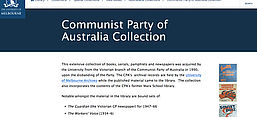 Akten der Communist Party of Australia, Screenshot von der Website der Universität Melbourne 