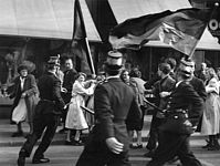 Zusammenstöße zwischen einer kommunistischen Gruppe und der Polizei nach einer DGB-Protestkundgebung am 15.05.1952 in Düsseldorf, picture-alliance/ dpa