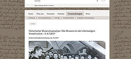 Tagungsbericht: Historische Museumsanalyse. Die Museen der ehemaligen Sowjetunion, Screenshot von der Website der Veranstaltung 