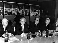 sowjetische Delegation auf Gipfeltreffen von sechs Warschauer Pakt Staaten, Bratislava, 03. August 1968, picture-alliance / CTK