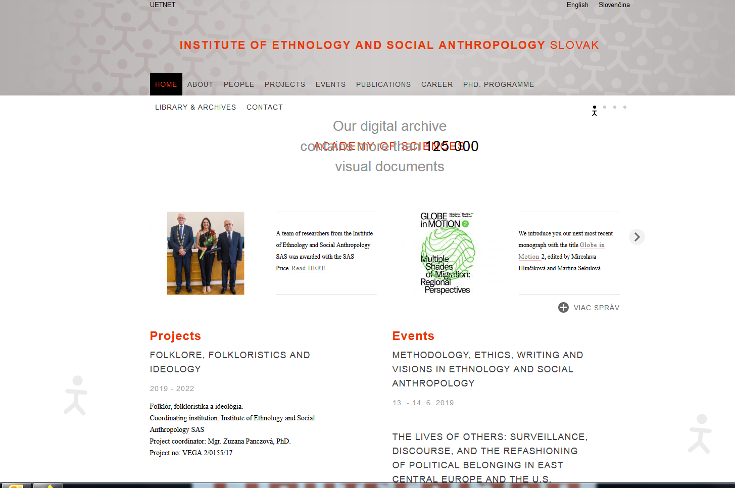 Screenshot der Institutsseite