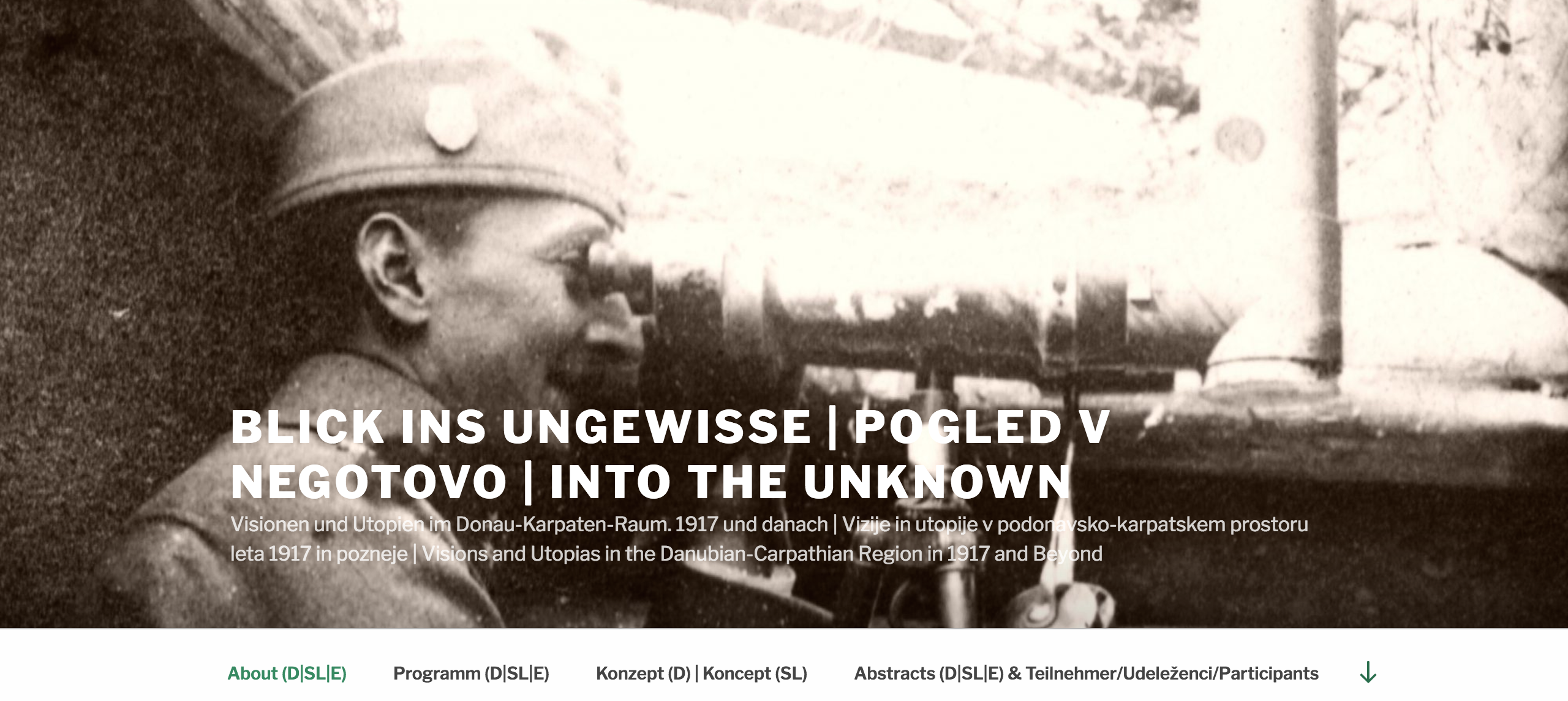 Screenshot der Website zur Konferenz "Blick ins Ungewisse. Visionen und Utopien im Donau-Karpaten-Raum 1917 und danach"
