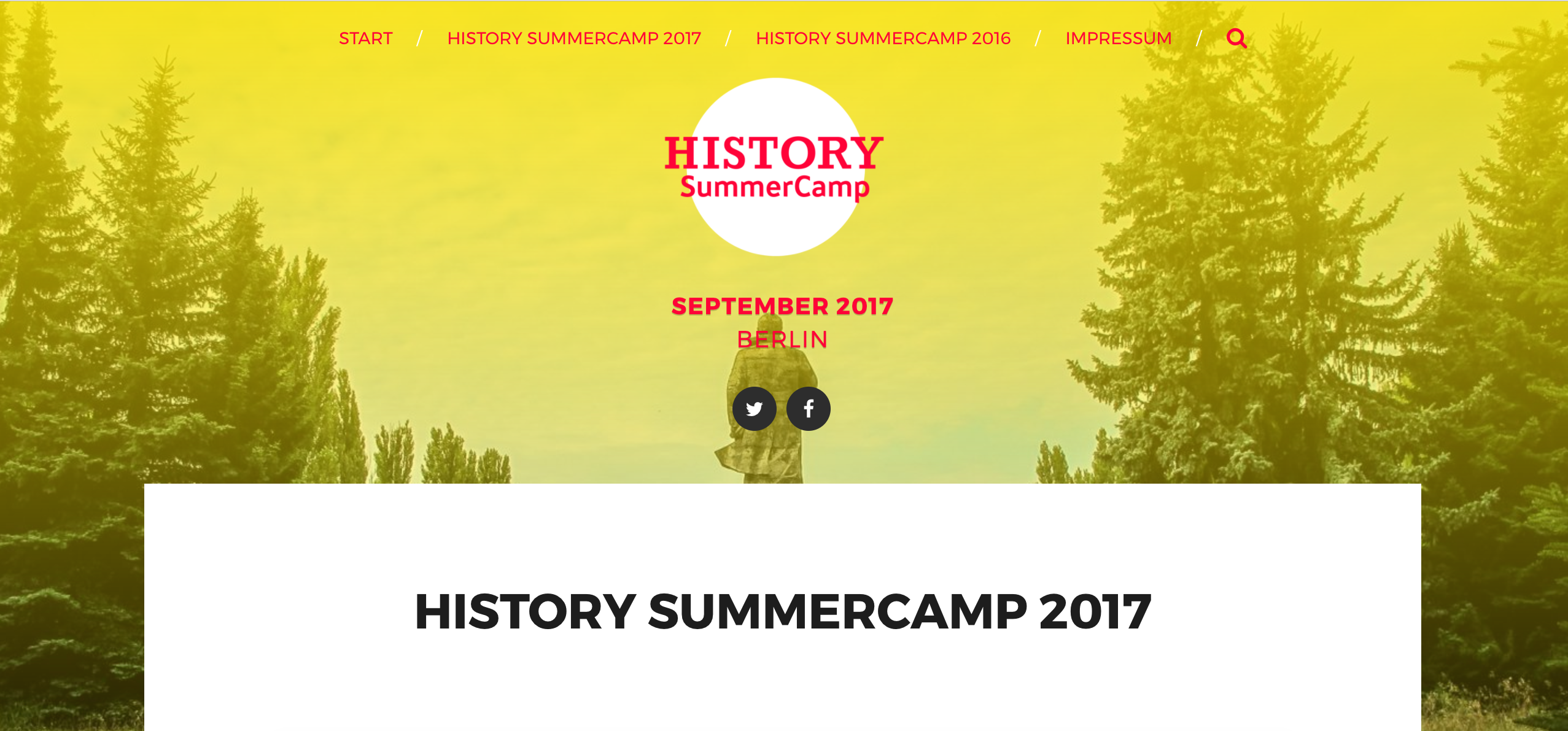 Screenshot der Website des History SummerCamp 2017