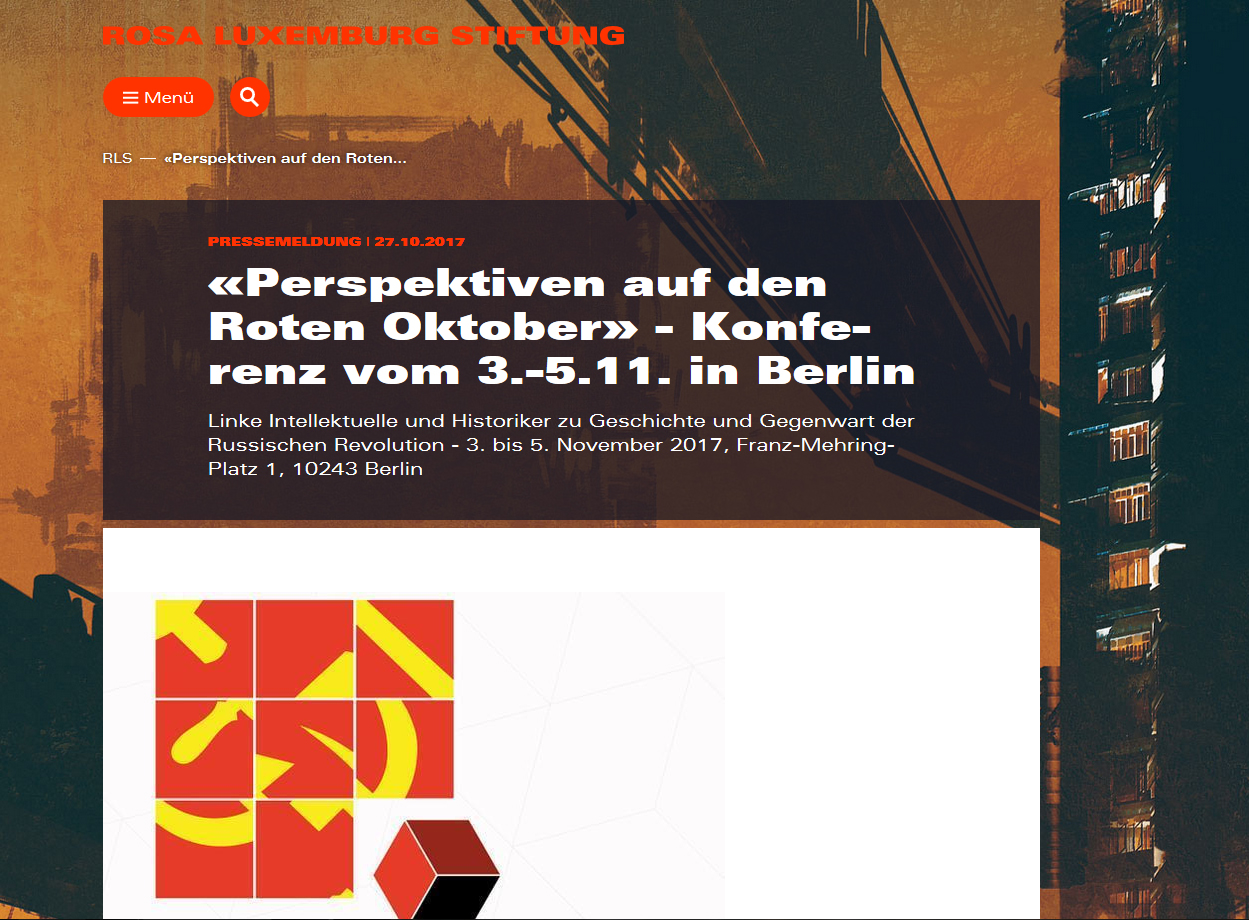 Screenshot der Website der Rosa Luxemburg Stiftung