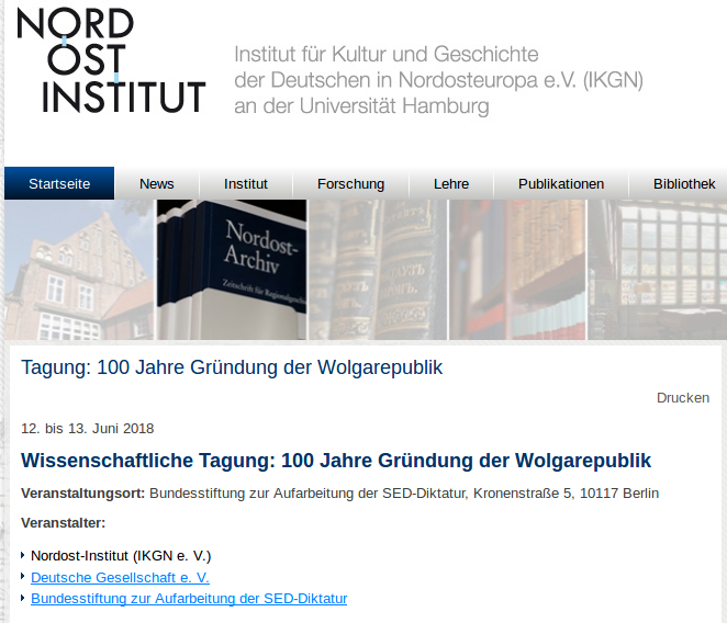 Screenshot der Veranstaltungswebsite