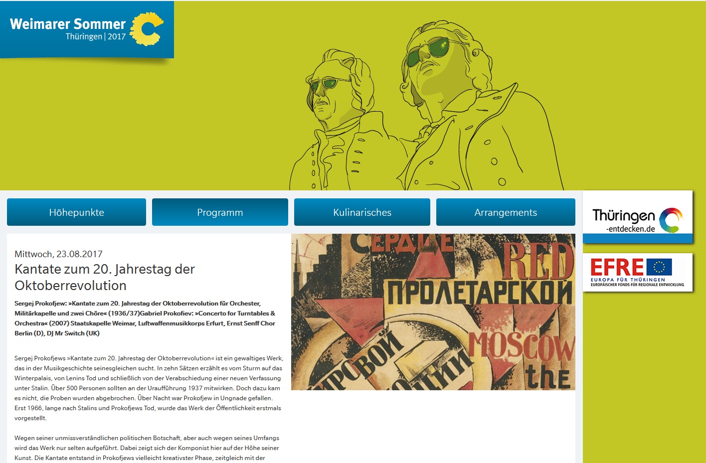Screenshot der Ankündigung "Kantate zum 20. Jahrestag der Oktoberrevolution"