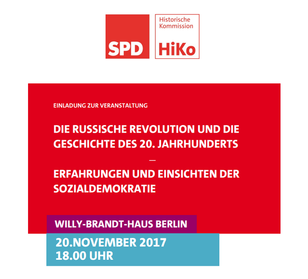 Screenshot von Flyer der Veranstaltung Die russische Revolution und die Geschichte des 20. Jahrhunderts - Erfahrungen und Einsichten der Sozialdemokratie