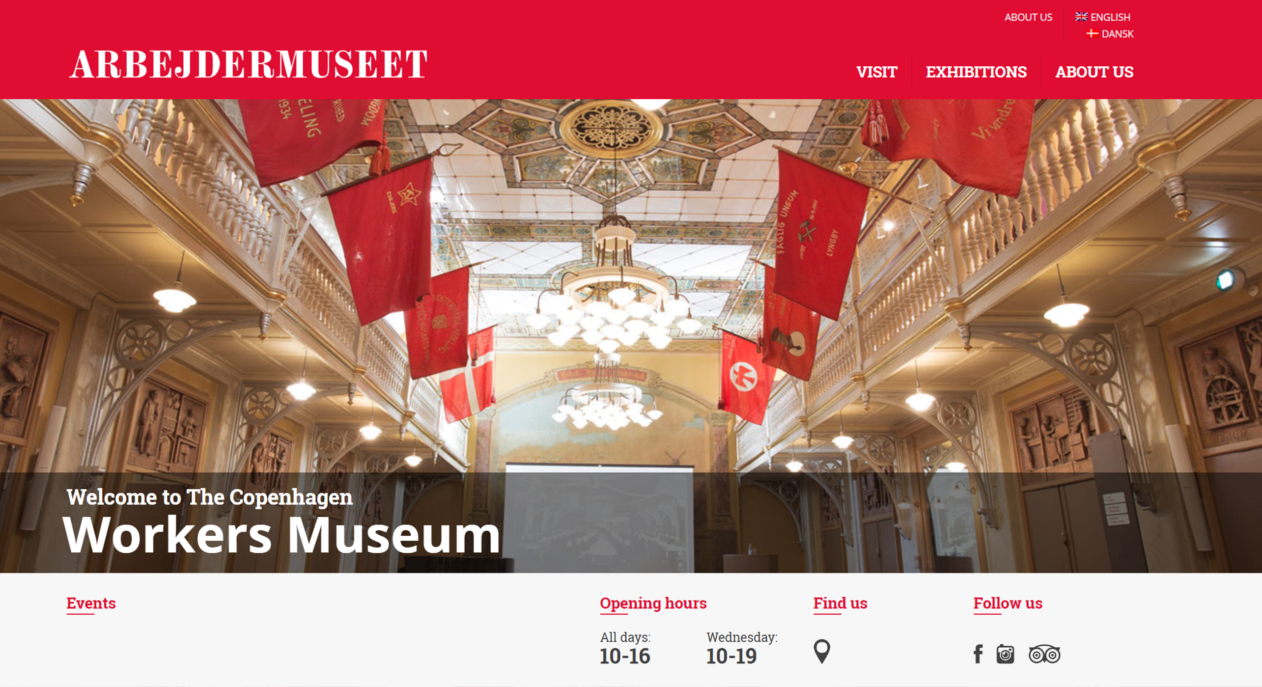 Screenshot der Webseite http://www.arbejdermuseet.dk/en/