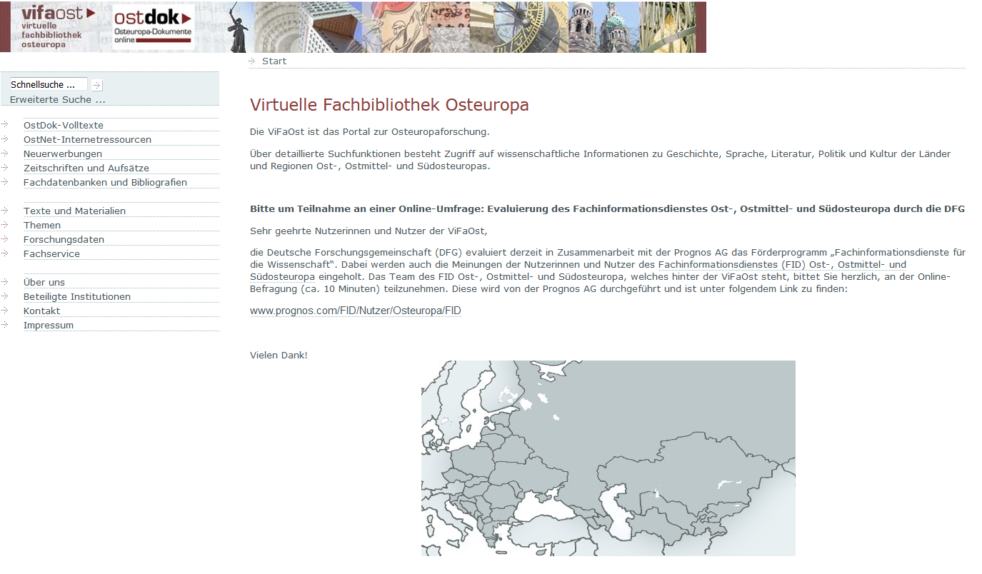 Screenshot: Virtuelle Fachbibliothek Osteuropa