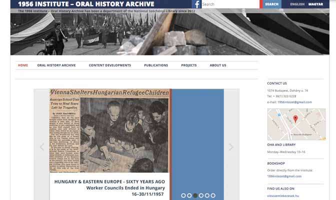 1956 Institute, Screenshot von der Website des Archivs