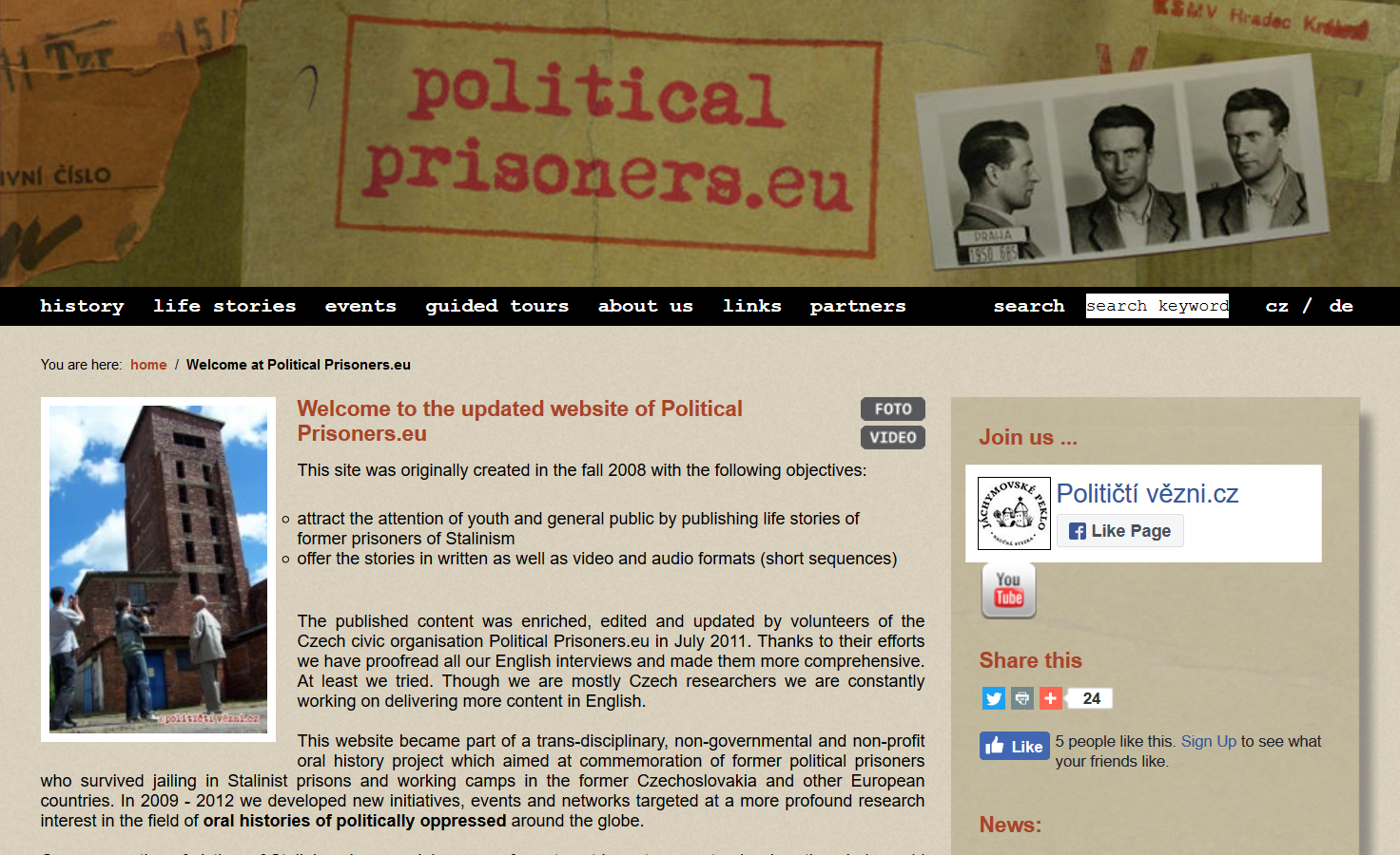 Screenshot der Webseite