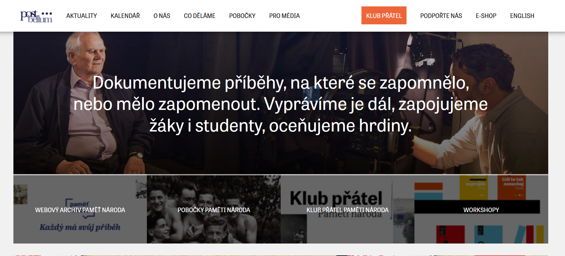 Screenshot der Website "Post Bellum"