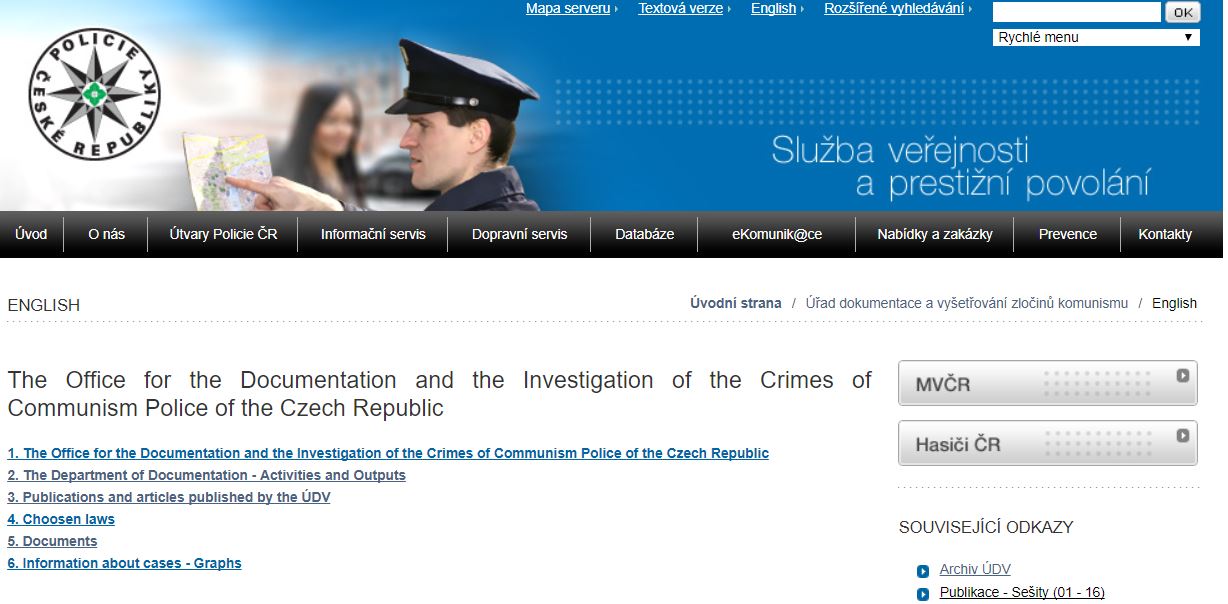 Screenshot der Website der Institution