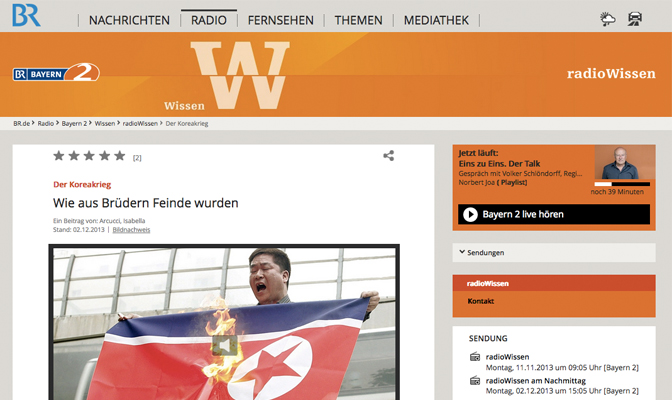 Screenshot Radio Bayern Wissen; "Der Koreakrieg: Wie aus Brüdern Feinde wurden"