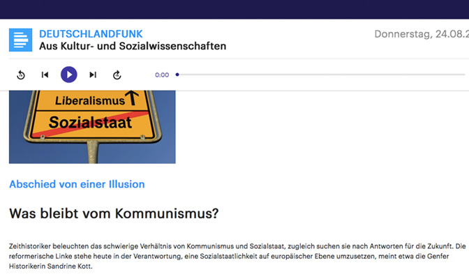 Radiofeature: Abschied von einer Illusion: Was bleibt vom Kommunismus?, Screenshot von der Website der Audiothek Deutschlandradio