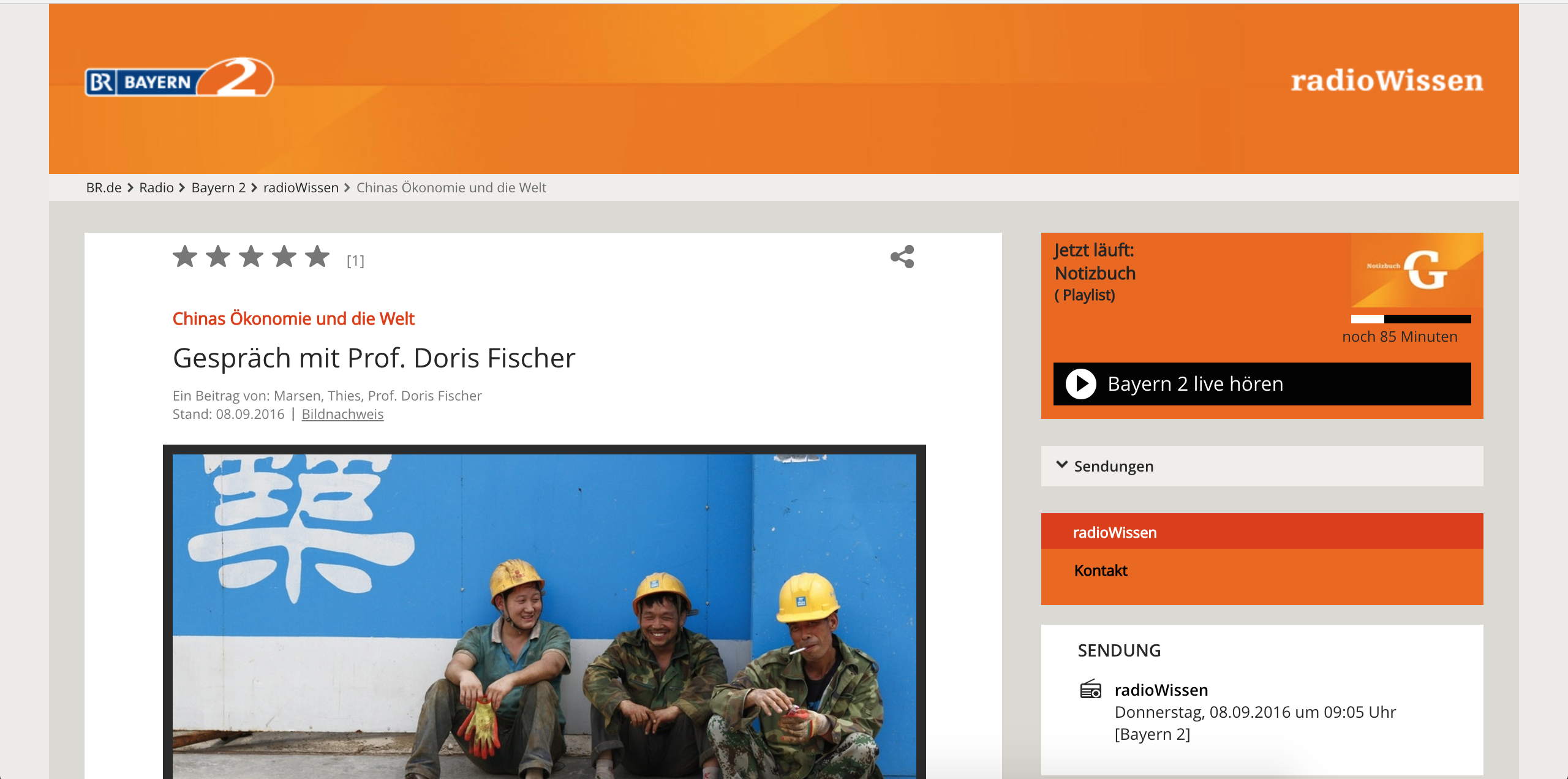 Screenshot der Website der Sendung "radioWissen"
