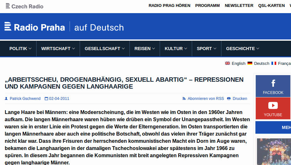 Screenshot von radio.cz