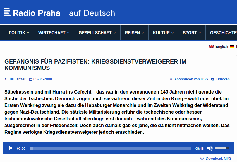 Screenshot von Radio Praha