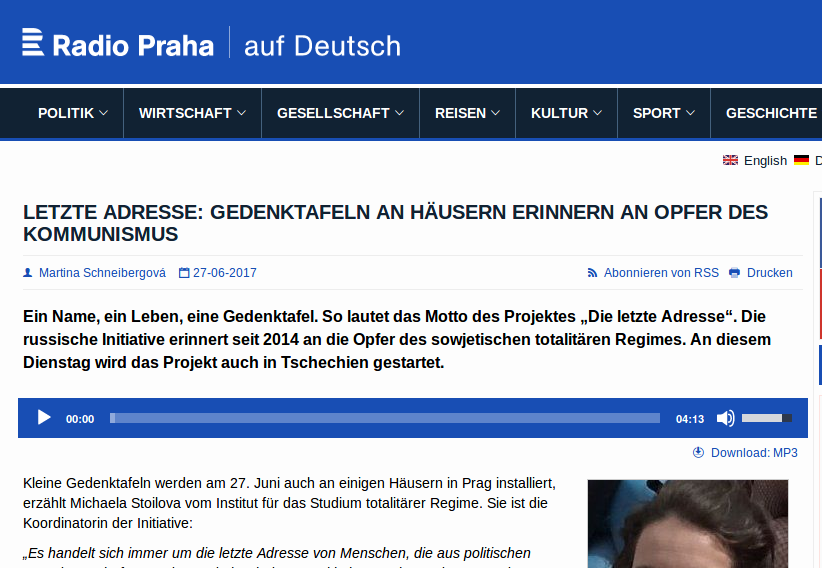 Screenshot von Radio Praha