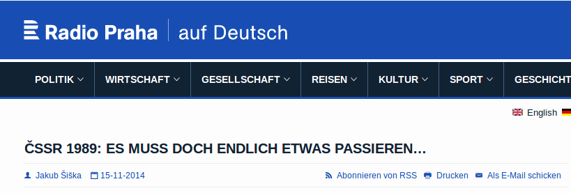 Screenshot der Website von Radio Praha