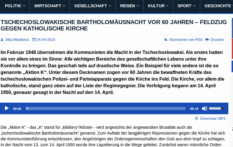 Screenshot von radio.cz