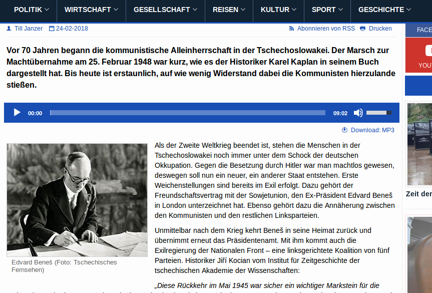 Screenshot von radio.cz