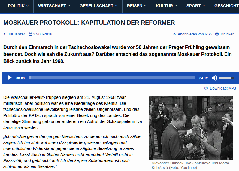 Screenshot von radio.cz