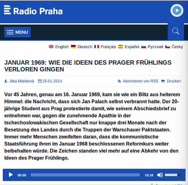 Screenshot von Radio Praha
