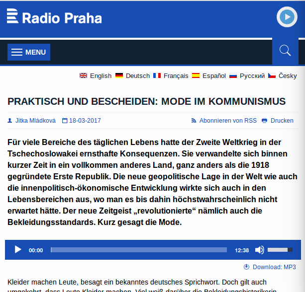 Screenshot von Radio Praha
