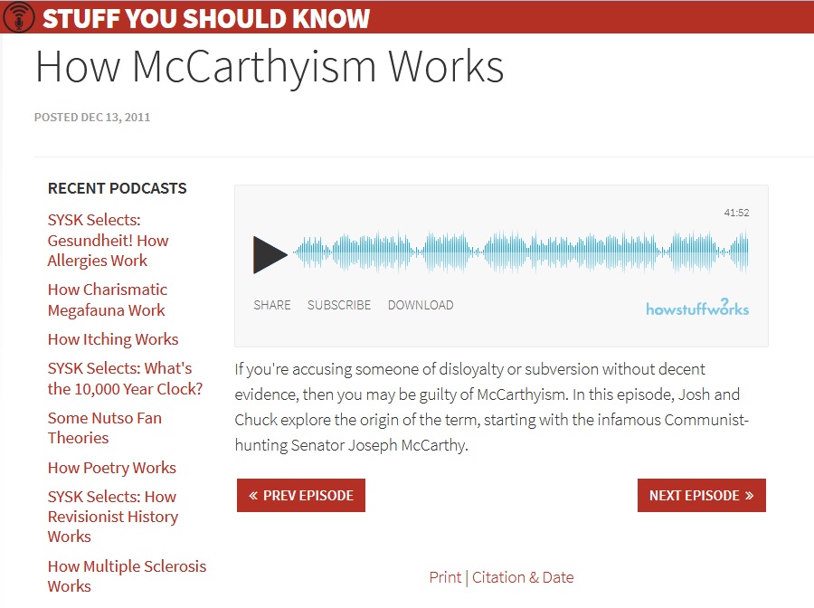 Screenshot des Podcasts "How McCarthyism Works"
