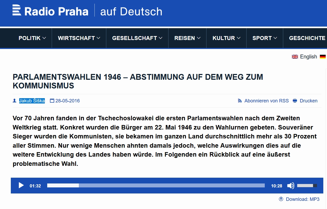 Screenshot von Radio Praha