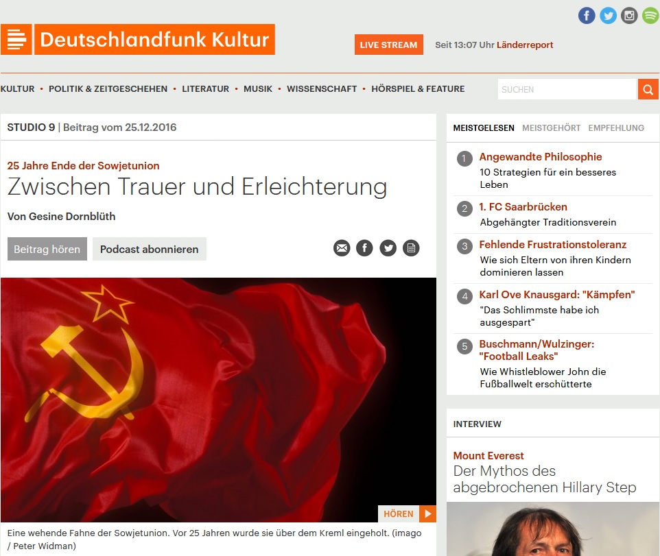 Screenshot Deutschlandfunk-Feature "25 Jahre Ende der Sowjetunion"