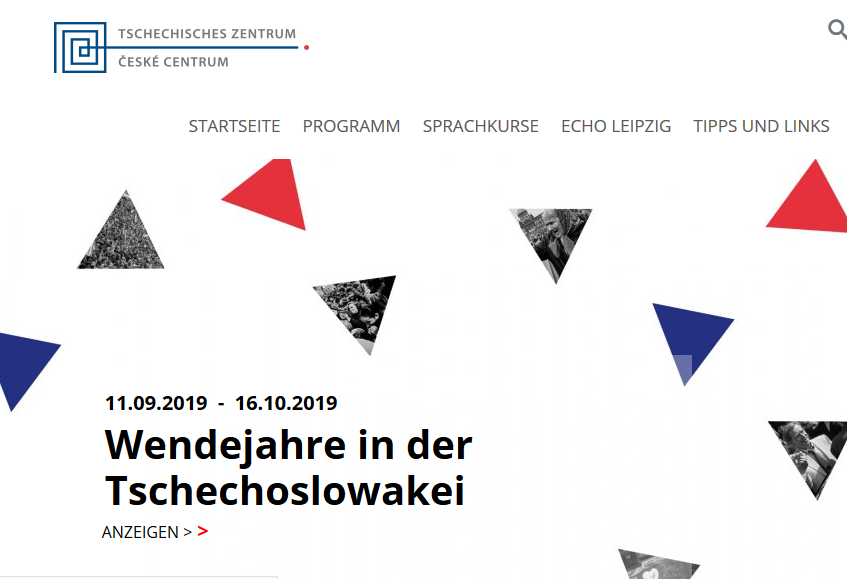 "Wendejahre in der Tschechoslowakei", Veranstaltungshinweis, Screenshot von http://munich.czechcentres.cz