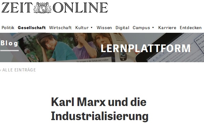 Screen Lernplattform ZEIT: Karl Marx und die Industrialisierung