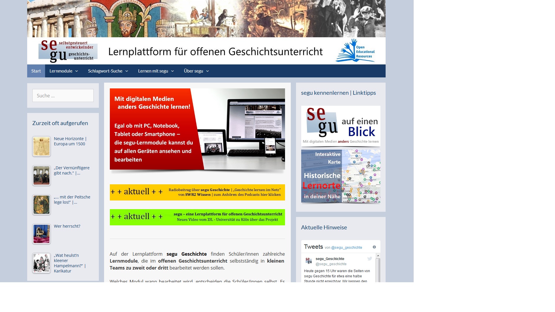 Screenshot der Lernplattform