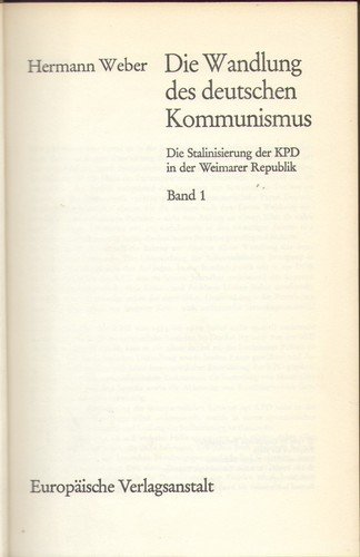 Titelseite von Hermann Weber: Die Wandlung des deutschen Kommunismus. Die Stalinisierung der KPD in der Weimarer Republik. 2 Bände. Frankfurt am Main: Europäische Verlagsanstalt 1969.