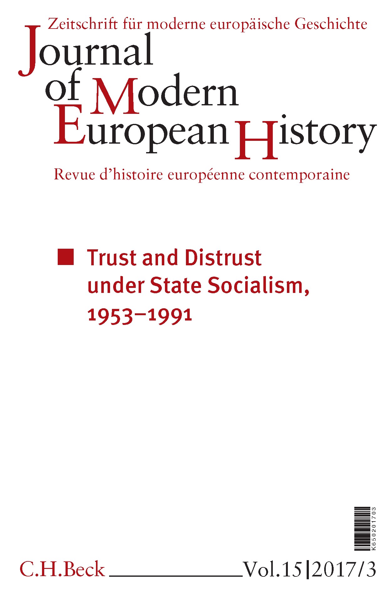 Cover des "Journal of Modern European History"