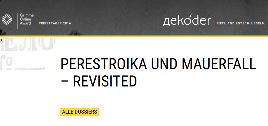 Screenhot: Online-Dossier "Mauerfall und Perestroika - Revisited" auf dekoder.org