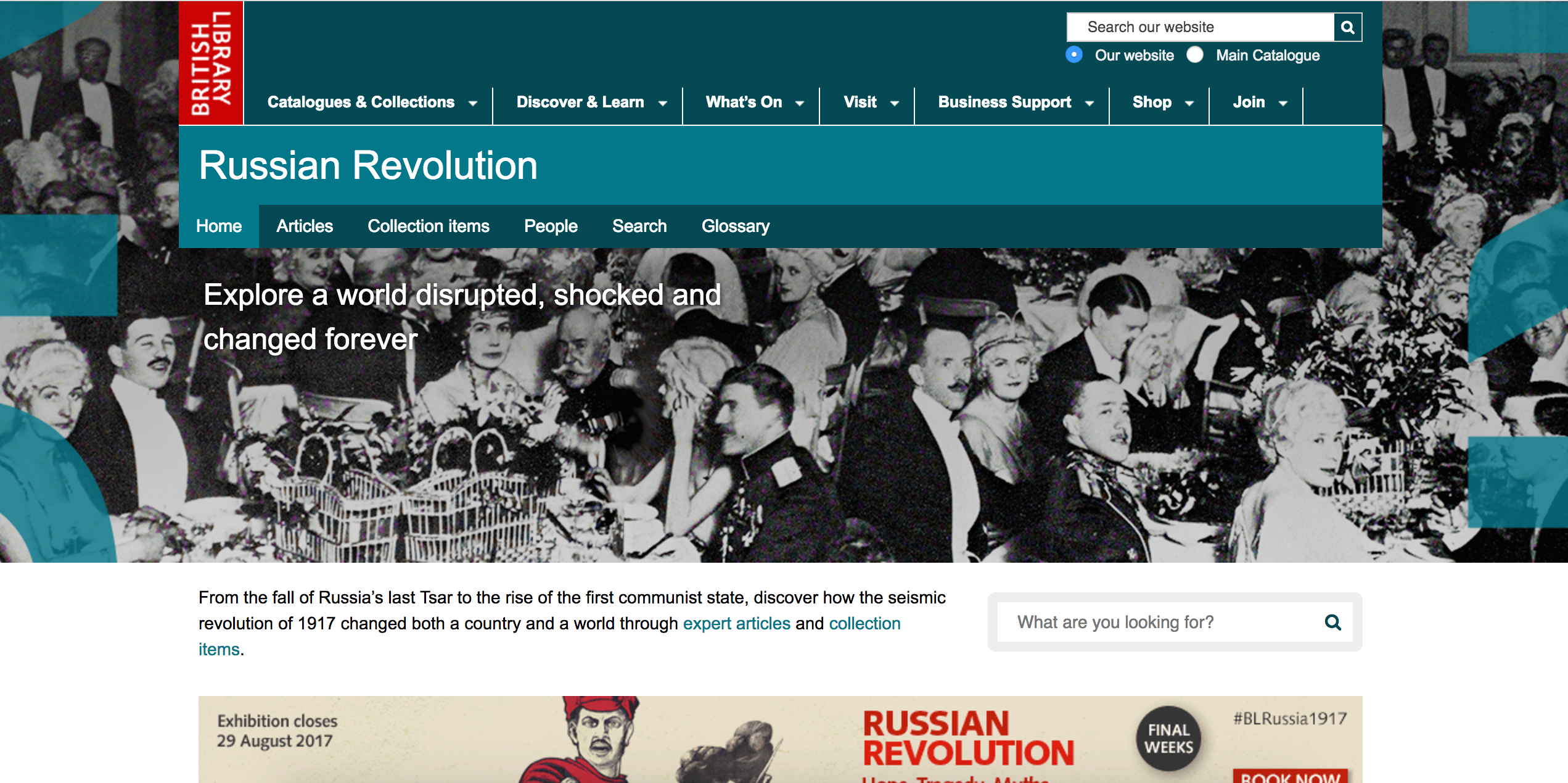 Screenshot des Onlinedossiers "Russian Revolution" auf der Website der British Library