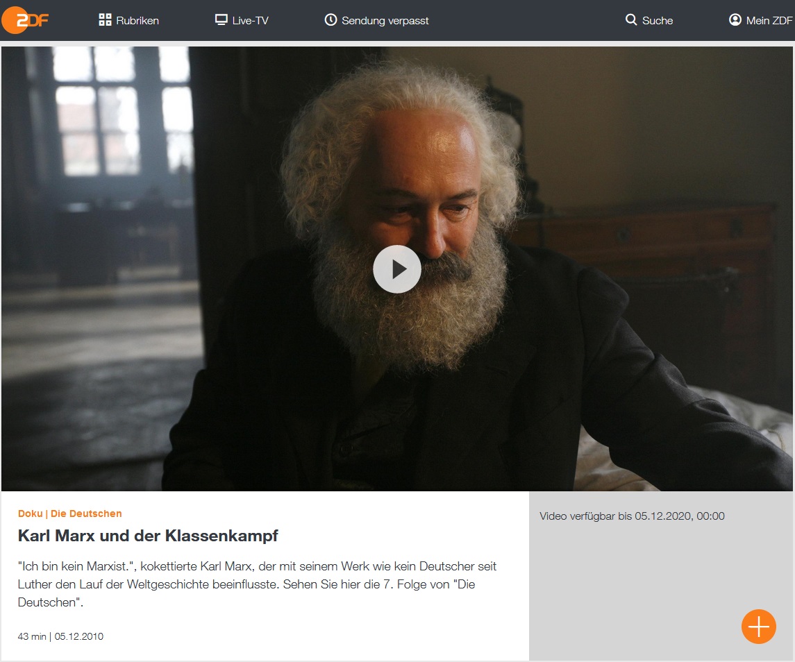 Screenshot ZDF-Doku Karl Marx und der Klassenkampf